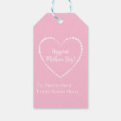 Elegant gepersonaliseerd roze wit hart Moederdag Cadeaulabel (Achterkant)