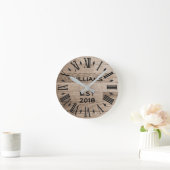 Elegant gepersonaliseerd Rustisch Licht Hout Ronde Klok (Huis)