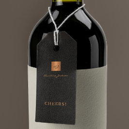 Elegant gepersonaliseerd script juicht wijnfles cadeaulabel