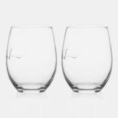 Elegant Gepersonaliseerd Script Koppel Naam Bruilo Wijnglas Zonder Voet (Links)