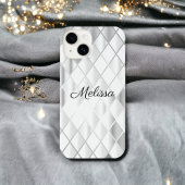 Elegant gepersonaliseerd Silver Gray Diamond Luxur iPhone Hoesje