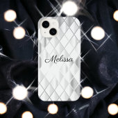 Elegant gepersonaliseerd Silver Gray Diamond Luxur iPhone Hoesje