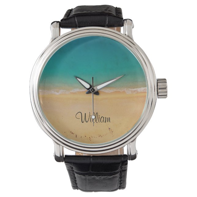 Elegant gepersonaliseerd strand zee horloge (Voorkant)