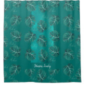 Elegant gepersonaliseerd tropisch palmenbladerenpa douchegordijn (Voorkant)