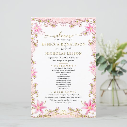 Elegant Gepersonaliseerd Wedding Program (Staand voorkant)