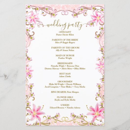 Elegant Gepersonaliseerd Wedding Program (Achterkant)