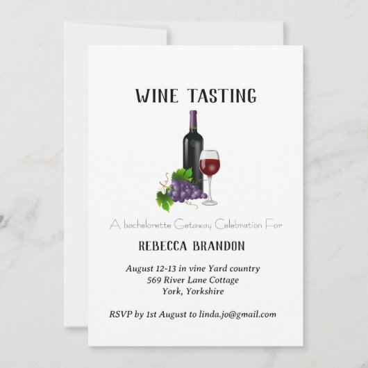 Elegant gepersonaliseerd wijnproeverij weekend kaart (Voorkant)