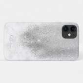 Elegant gepersonaliseerd zilver glitter wit marmer Case-Mate iPhone case (Achterkant (horizontaal))