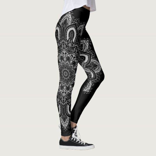 Elegant gepersonaliseerd zilver zwart leggings (Rechts)
