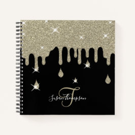 Elegant gepersonaliseerd zilveren druipglittereffe notitieboek