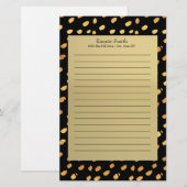 Elegant gepersonaliseerd zwart en goud briefpapier (Voorkant / Achterkant)
