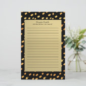 Elegant gepersonaliseerd zwart en goud briefpapier (Staand voorkant)