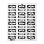 Elegant gepersonaliseerd zwart-wit bloemendamask etiket (Full Sheet)
