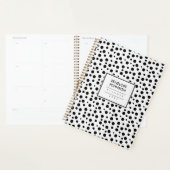 Elegant gepersonaliseerd zwart-witstippenpatroon planner (Display)