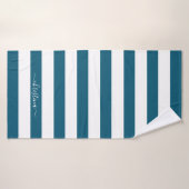 Elegant gepersonaliseerde Blauwgroen blauw witte s Badhanddoek (Badhanddoek)