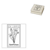 Elegant Gepersonaliseerde Bloem Ex Libris Rubberstempel (Gestempeld)