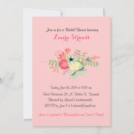 Elegant gepersonaliseerde bridale doucheuitnodigin kaart (Achterkant)