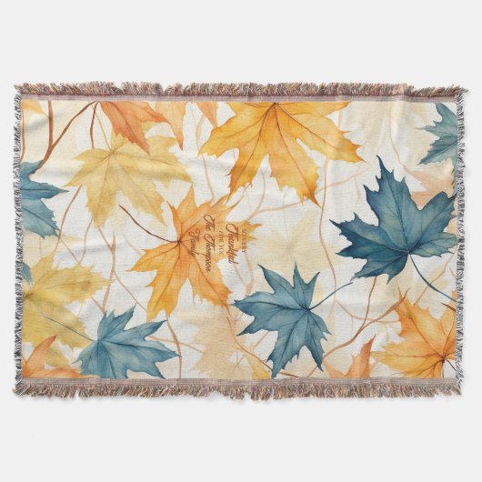 Elegant gepersonaliseerde esdoorn verlaat Thanksgi Deken (Voorkant)