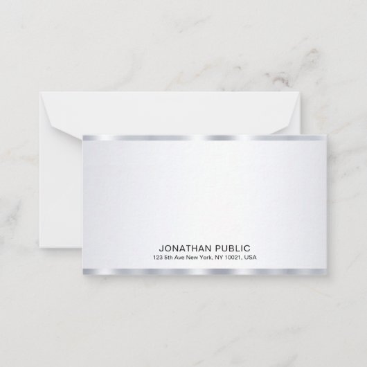 Elegant gepersonaliseerde Glamour Faux Silver Sjab Notitiekaartje (Voorkant)