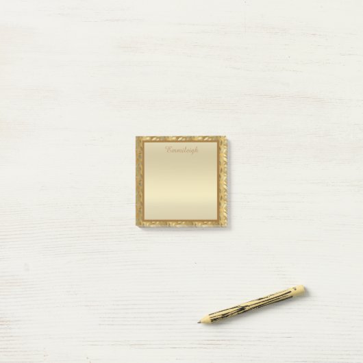 Elegant gepersonaliseerde Gold Leaves Post It Note (Op bureau)