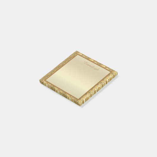 Elegant gepersonaliseerde Gold Leaves Post It Note (Schuin)