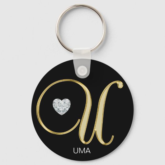 Elegant gepersonaliseerde Gold Monogrammed Letter  Sleutelhanger (Voorkant)