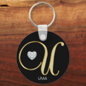 Elegant gepersonaliseerde Gold Monogrammed Letter  Sleutelhanger (Voorkant)