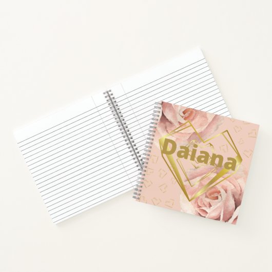 Elegant gepersonaliseerde gouden bloem notitieboek (Binnen)