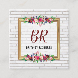 Elegant gepersonaliseerde goudherfst Floral Vierkante Visitekaartje