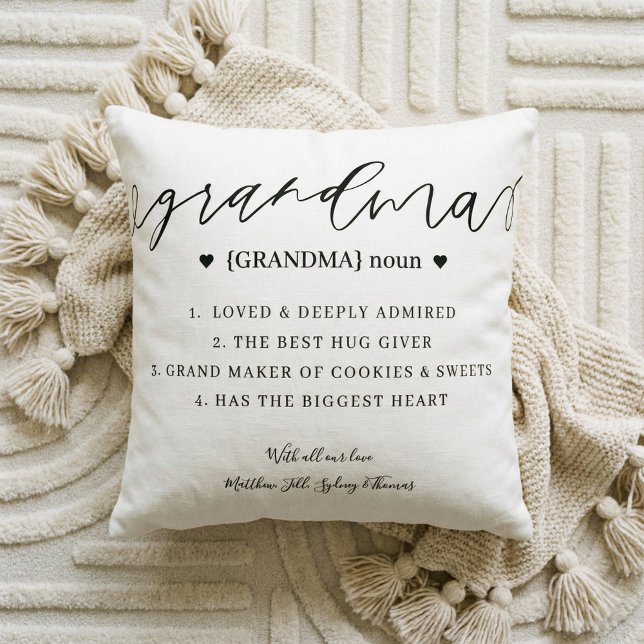 Elegant gepersonaliseerde Grandma Definition Keepo Kussen (Custom Grandma Definition Mother's Day Keepsake Throw Pillow)