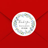 Elegant gepersonaliseerde groenboek dank u bruilof ronde sticker