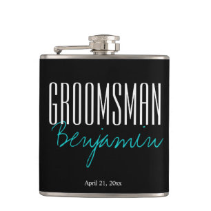 Elegant gepersonaliseerde GroOMSMAN zwarte kolf Heupfles