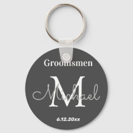 elegant gepersonaliseerde groomsmannen zwart wit sleutelhanger