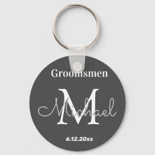 elegant gepersonaliseerde groomsmannen zwart wit sleutelhanger