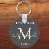 elegant gepersonaliseerde groomsmannen zwart wit sleutelhanger (Voorkant)