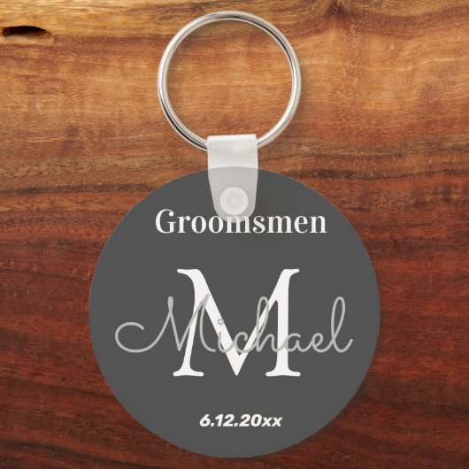 elegant gepersonaliseerde groomsmannen zwart wit sleutelhanger (Voorkant)