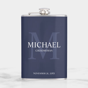 Elegant Gepersonaliseerde Groomsmen Monogram en Na Heupfles