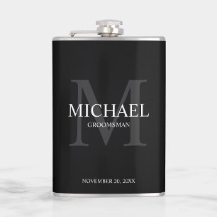 Elegant Gepersonaliseerde Groomsmen Monogram en Na Heupfles