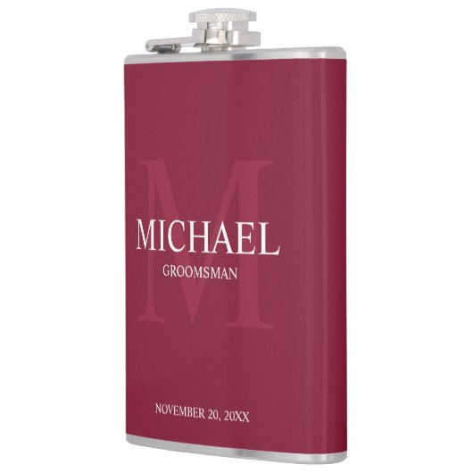 Elegant Gepersonaliseerde Groomsmen Monogram en Na Heupfles (Links)