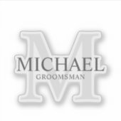 Elegant Gepersonaliseerde Groomsmen's Naam en Mono Sticker (Voorkant)