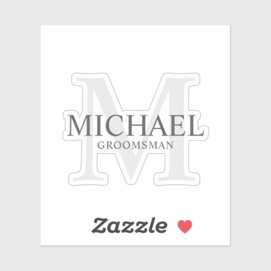 Elegant Gepersonaliseerde Groomsmen's Naam en Mono Sticker (Vel)