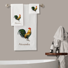 Elegant gepersonaliseerde kleurrijke rooster kip bad handdoek