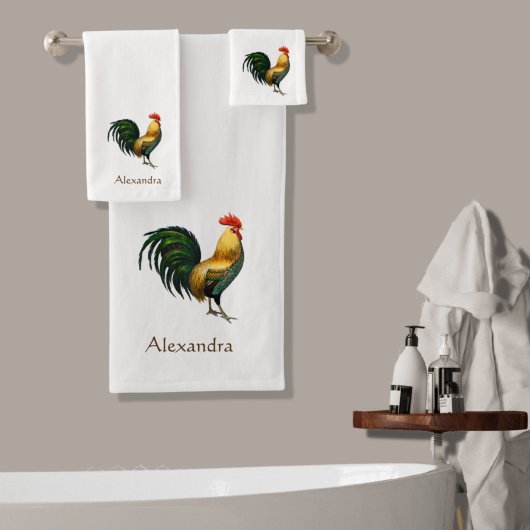 Elegant gepersonaliseerde kleurrijke rooster kip bad handdoek