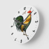 Elegant gepersonaliseerde kleurrijke rooster kip ronde klok (Hoek)