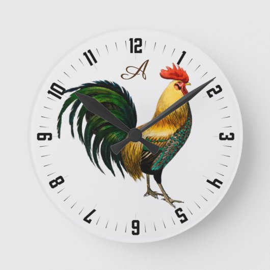 Elegant gepersonaliseerde kleurrijke rooster kip ronde klok (Voorkant)