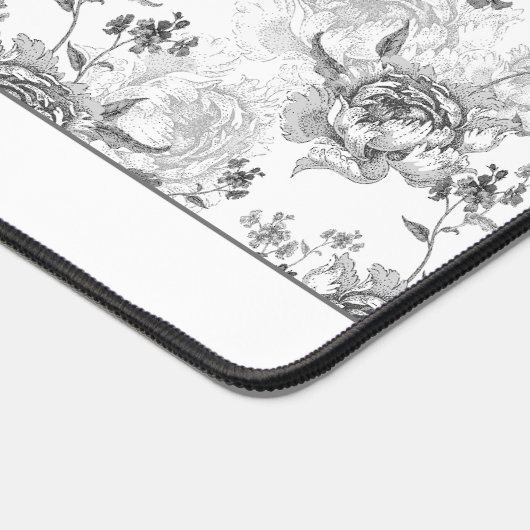 Elegant gepersonaliseerde Linedrawn B&W Floral Bureaumat (Hoek)