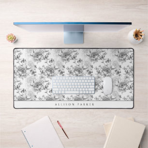 Elegant  gepersonaliseerde Linedrawn B&W Floral Bureaumat