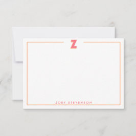 Elegant gepersonaliseerde monogram 3D letter Z ini Notitiekaartje