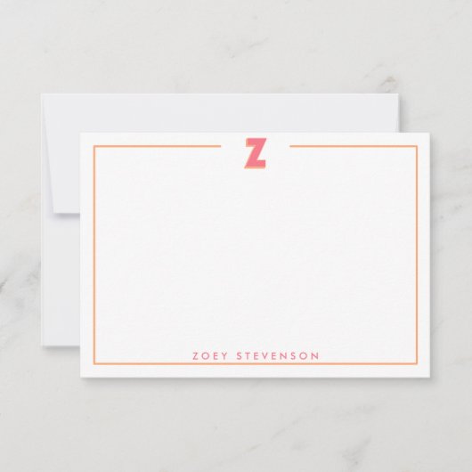 Elegant gepersonaliseerde monogram 3D letter Z ini Notitiekaartje (Voorkant)