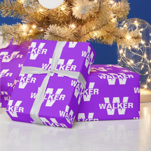 Elegant gepersonaliseerde monogram naam - Paarse c Cadeaupapier (Feestdagen)